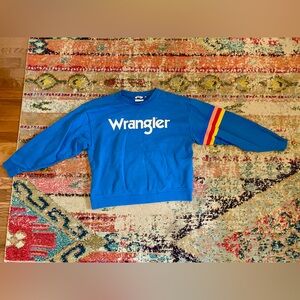 Wrangler Blue Sweatshirt with Rainbow Stripes